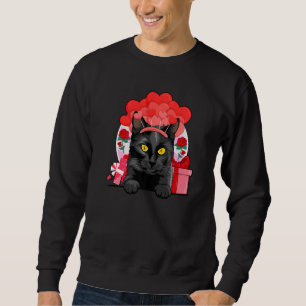 Black Bombay Cat Valentinstag Hearts Balloons Sweatshirt