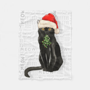 Black Bombay Santa Cat Weihnachten Fleecedecke