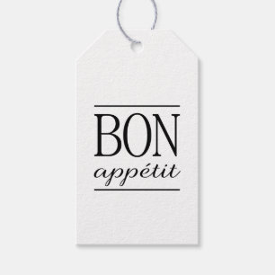 Black BON APPETIT Zitat Dinner Typografie Text Geschenkanhänger