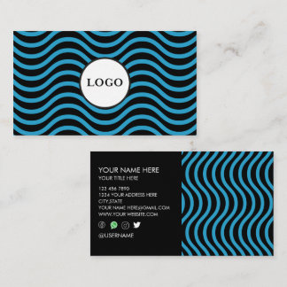 Black Bondi Blue Wave Design Business Card Visitenkarte