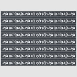 Black Bone Inlay Floral Border Decoupage Paper Seidenpapier