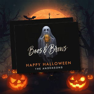Black Boos & Brews Geister-Halloween Postkarte