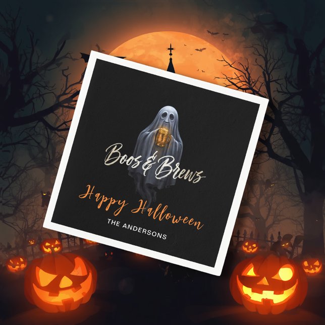 Black Boos & Brews Geister-Halloween Serviette (Von Creator hochgeladen)