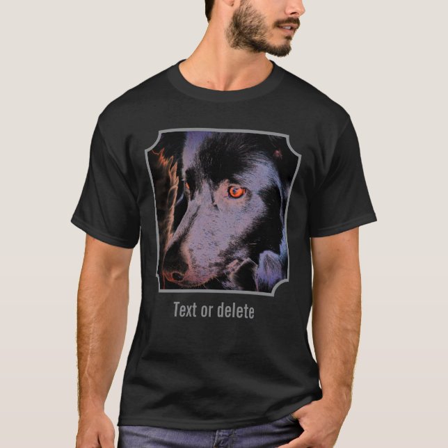 Black Border Collie Dog Face Abstract Art T-Shirt (Vorderseite)