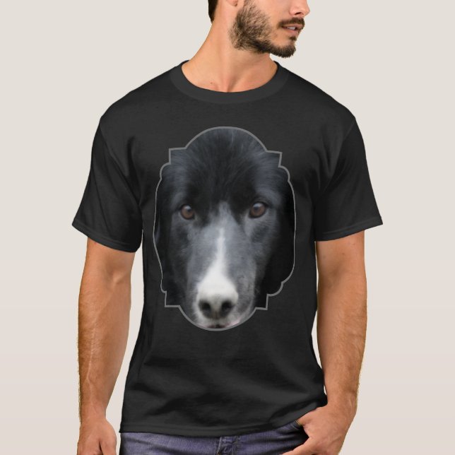 Black Border Collie Face Dog  T-Shirt (Vorderseite)