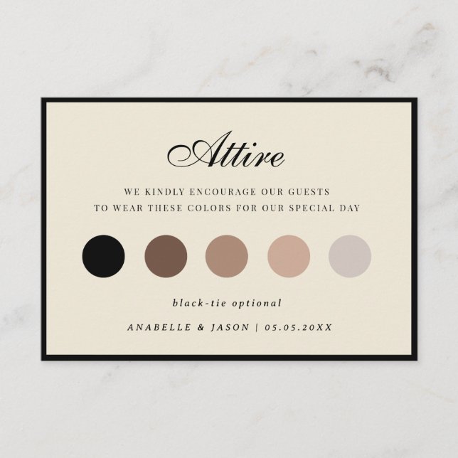 Black Border Color Palette Wedding Guest Attire Begleitkarte (Vorderseite)