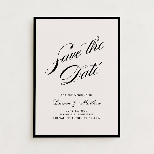 Black Border Ivory Modern Save the Date Einladung (Von Creator hochgeladen)