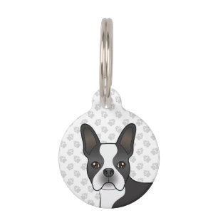 Black Boston Terrier Cartoon Dog Head & Paws Haustiermarke