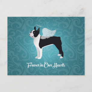 Black Boston Terrier Dog Angel Pet Memorial Postkarte