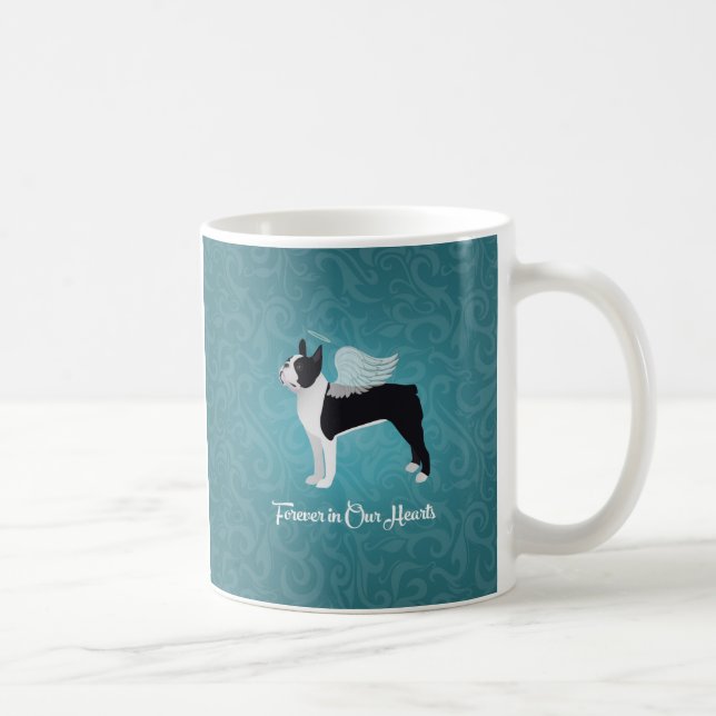 Black Boston Terrier Dog Angel Pet Memorial Tasse (Rechts)