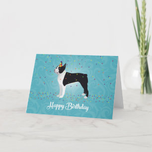 Black Boston Terrier Happy Birthday Design Karte