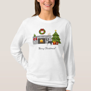 Black Boston Terrier in einem festlichen Weihnacht T-Shirt