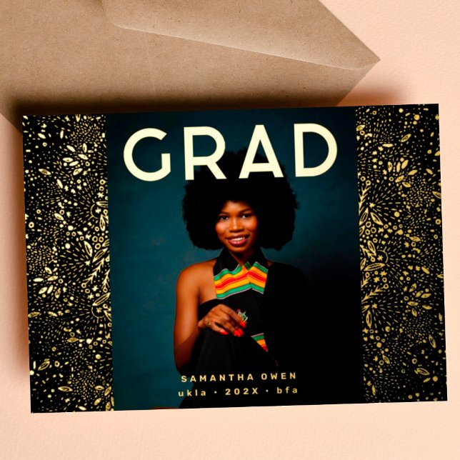 Black Botanicals Grad Foto Gold Foil Ankündigung (Von Creator hochgeladen)