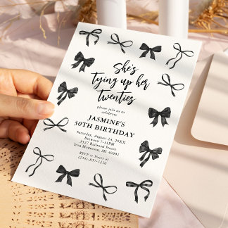 Black Bow 30. Geburtstag Party Einladung