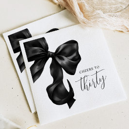 Black Bow 30th 40th 50th Birthday Serviette