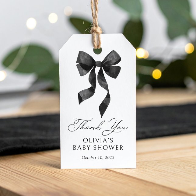 Black Bow Baby Dusche Geschenkanhänger (Von Creator hochgeladen)
