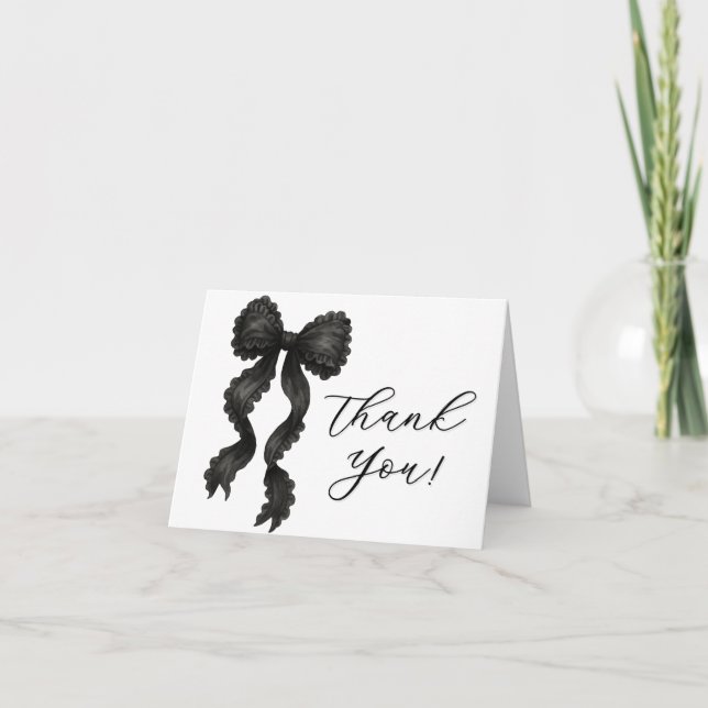 Black Bow Baby Dusche Modern Dankeskarte (Vorderseite)