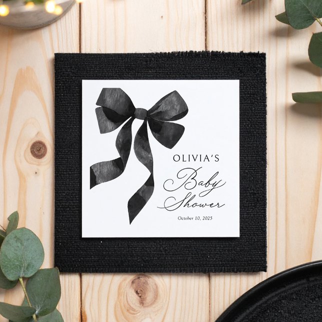 Black Bow Baby Shower Serviette (Von Creator hochgeladen)