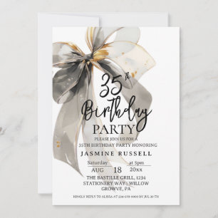Black Bow Birthday Party Woman Einladung
