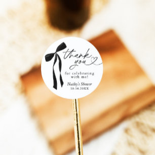 Black Bow Brautparty Vielen Dank, Gefallen Tags Runder Aufkleber