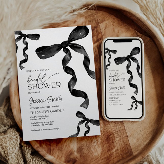 Black Bow Bridal Dusche Einladung (Von Creator hochgeladen)