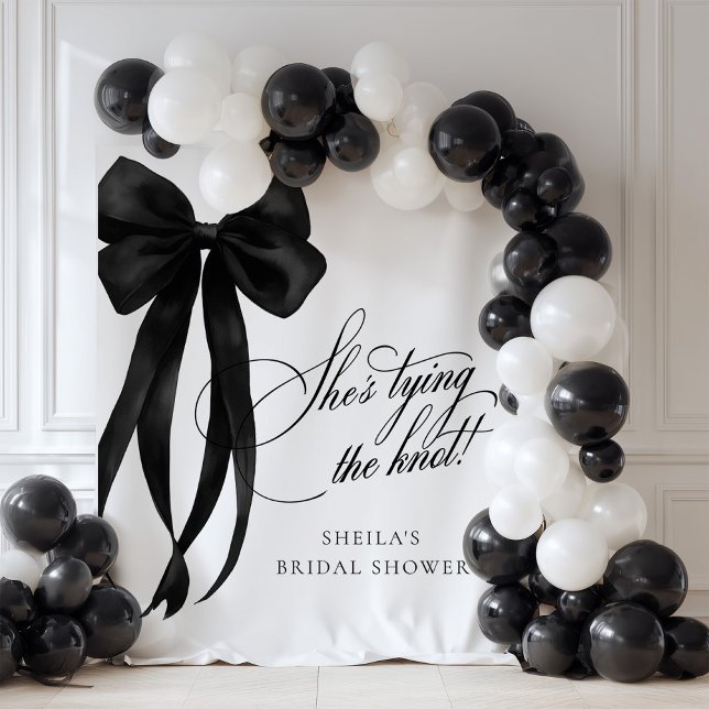 Black Bow Bridal Shower Backdrop Tapestry Wandteppich (Von Creator hochgeladen)