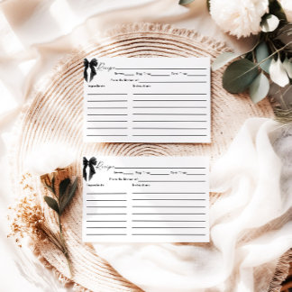 Black Bow Bridal Shower Recipe Card Begleitkarte