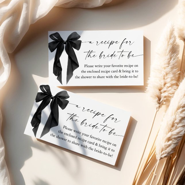 Black Bow Bridal Shower Recipe Request Begleitkarte (Von Creator hochgeladen)