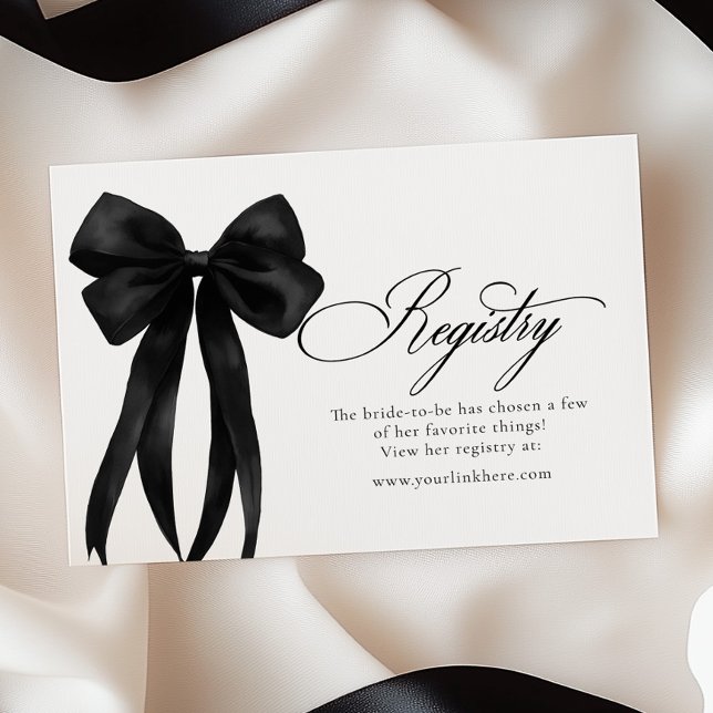 Black Bow Bridal Shower Registry  Begleitkarte (Von Creator hochgeladen)