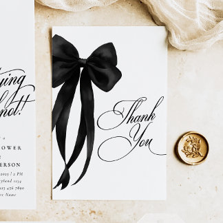 Black Bow Bridal Shower Thank You Card Dankeskarte