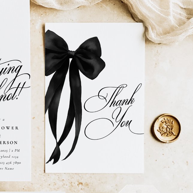 Black Bow Bridal Shower Thank You Card Dankeskarte (Von Creator hochgeladen)