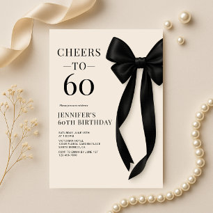 Black Bow Coquette 60. Geburtstag Einladung
