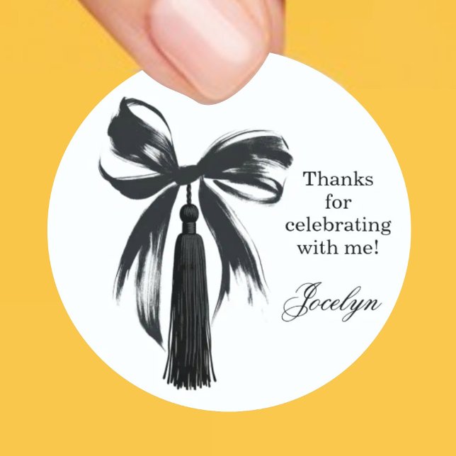 Black Bow Coquette Graduation Party Favor Sticker (Von Creator hochgeladen)
