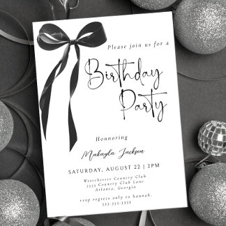 Black Bow Coquette Party Birthday Invitation Einladung