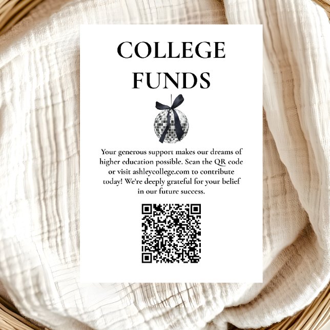 Black Bow Disco Ball Graduation Party Begleitkarte (Von Creator hochgeladen)