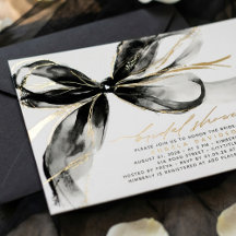 Black Bow Elegant Romantic Modern Bridal Shower