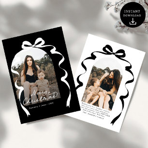Black Bow Foto Frohe Weihnachtsgeschichte Feiertagskarte