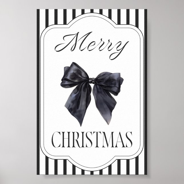 Black Bow Frohe Weihnachtsmauer Kunst Poster (Vorne)