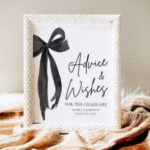 Black Bow Grad Party Graduate Ratschläge und Wünsc Poster