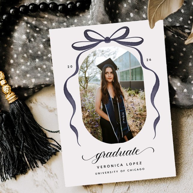 Black Bow Graduation Open House Party Invitation Einladung (Von Creator hochgeladen)