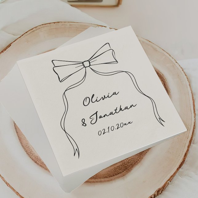 Black Bow Hand Drawn Quirky Wedding Serviette (Von Creator hochgeladen)