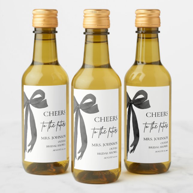 Black Bow jubelt für das zukünftige Brautparty Weinetikett (Flaschen)