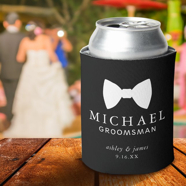 Black Bow Krawatte Trauzeuge Personalisiert Hochze Dosenkühler (Black Bow Tie Groomsman Personalized Wedding Can Cooler)
