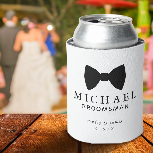 Black Bow Krawatte Trauzeuge Personalisiert Hochze Dosenkühler (Black Bow Tie Groomsman Personalized Wedding Can Cooler)