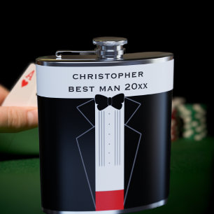 Black Bow Krawatte Tuxedo Trauzeuge Trauzeugen Fla Flachmann