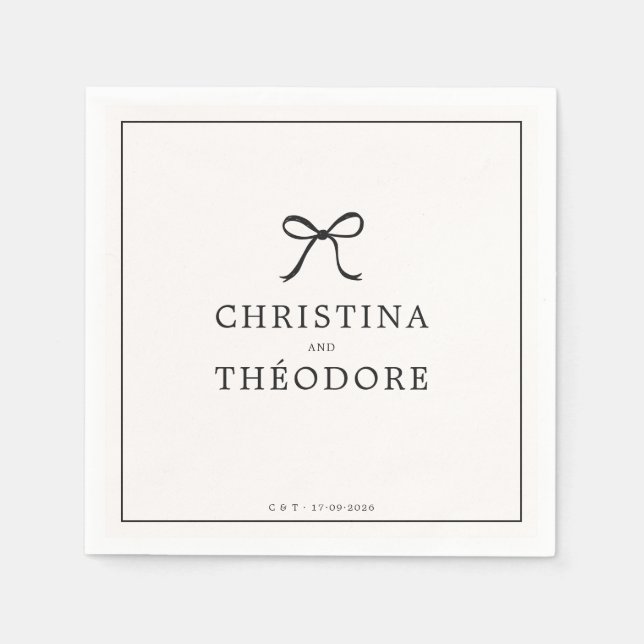 Black Bow Minimalistisch Elegante Wedding Napkins Serviette (Vorderseite)
