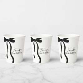 Black Bow Minimalistische 1. Geburtstagsfeier Pappbecher
