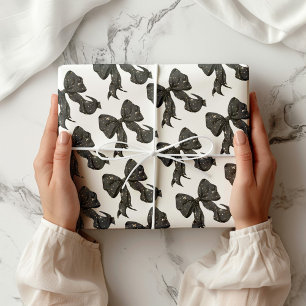 Black Bow mit Gold Glitzer Glamour Geschenkpapier