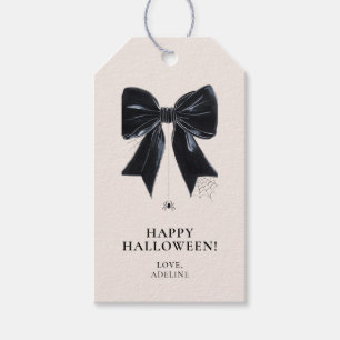 Black Bow mit Spider Happy Halloween-Geschenkmarke Geschenkanhänger