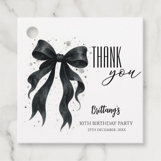 Black Bow Modern 30. Geburtstag Geschenkanhänger (Vorderseite)